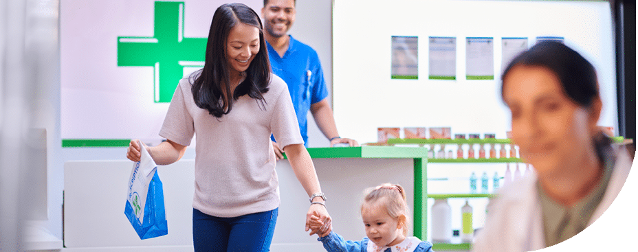 mother and daughter visiting the pharmacy